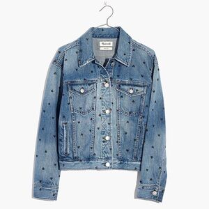 Madewell Boxy-Crop Jean Jacket: Heart Print Edition Size XS
